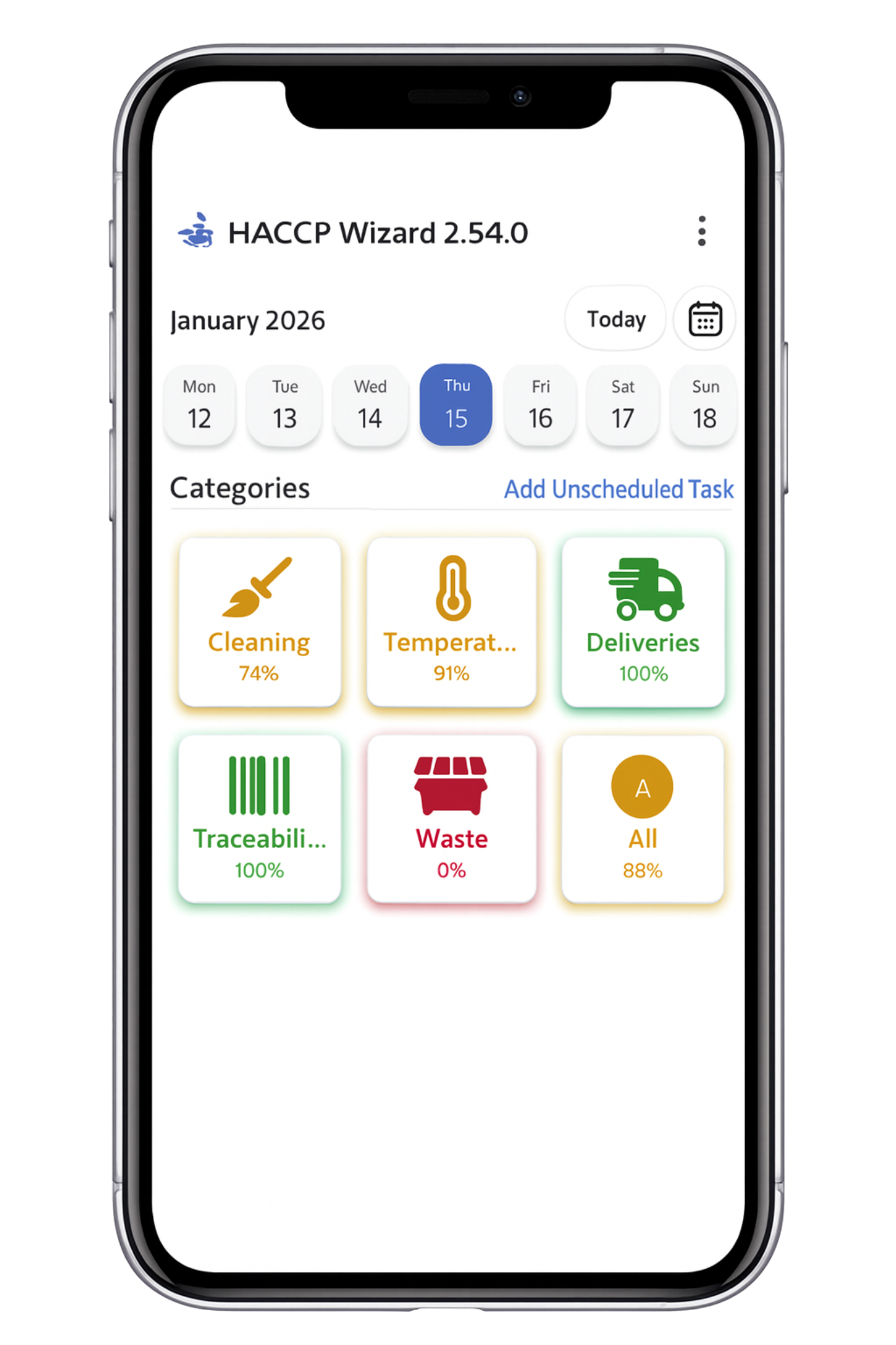 HACCP Wizard app screenshot on a mobile phone