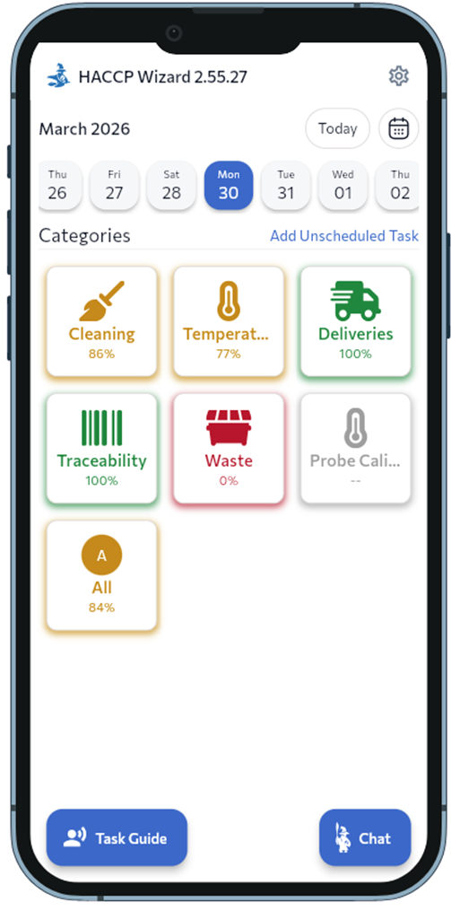 HACCP Wizard app screenshot on a mobile phone